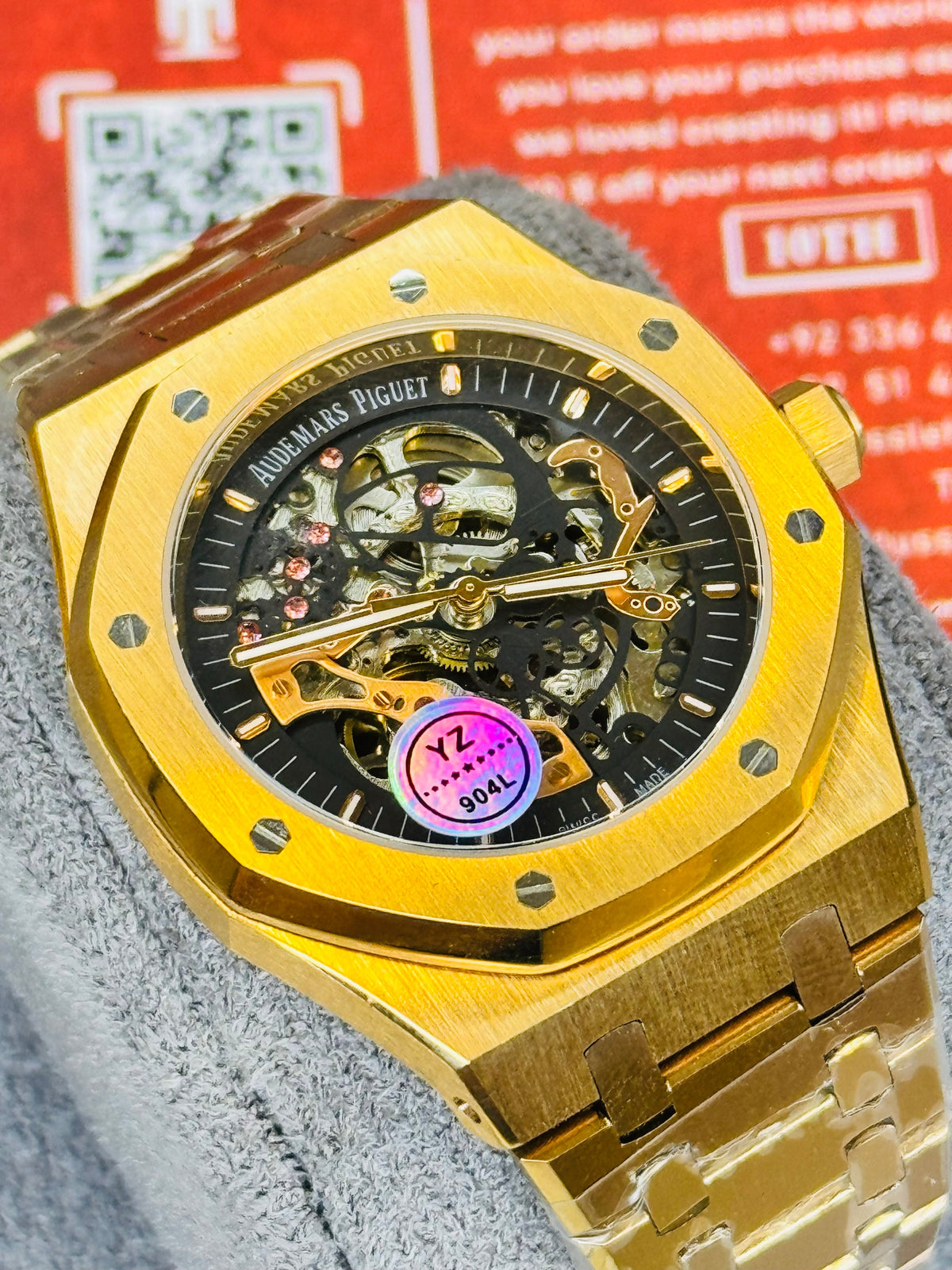 Copper Black Automatic Skeleton Dial Super Clone Watch