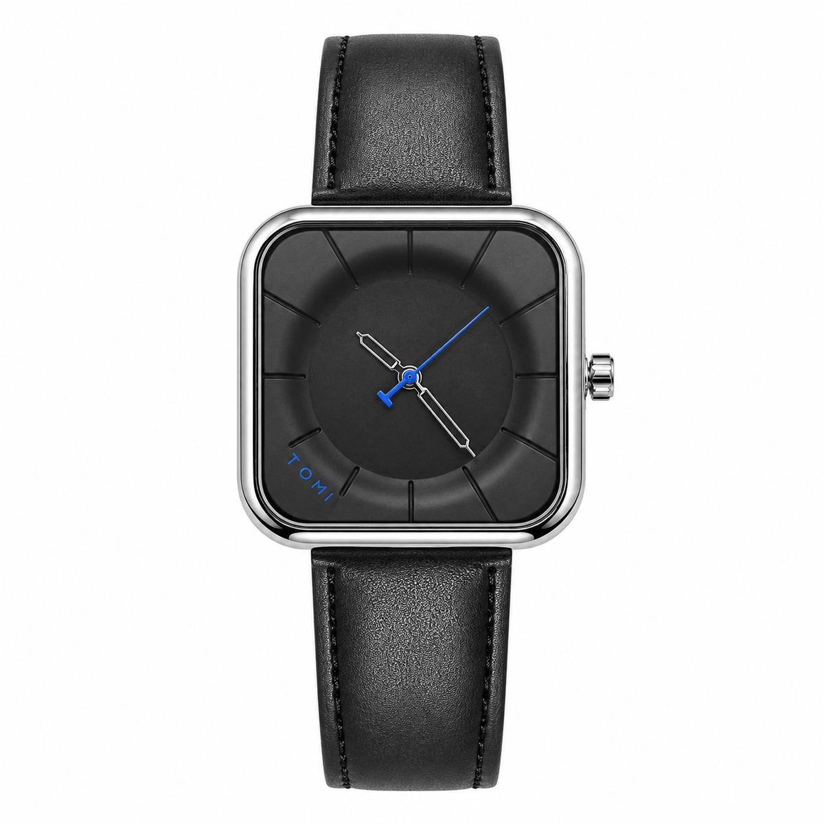 Tomi Black Silver Square Dial Watch
