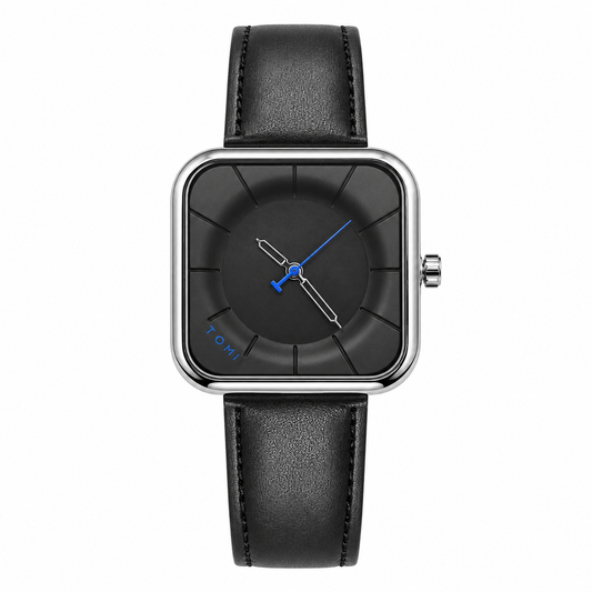 Tomi Black Silver Square Dial Watch
