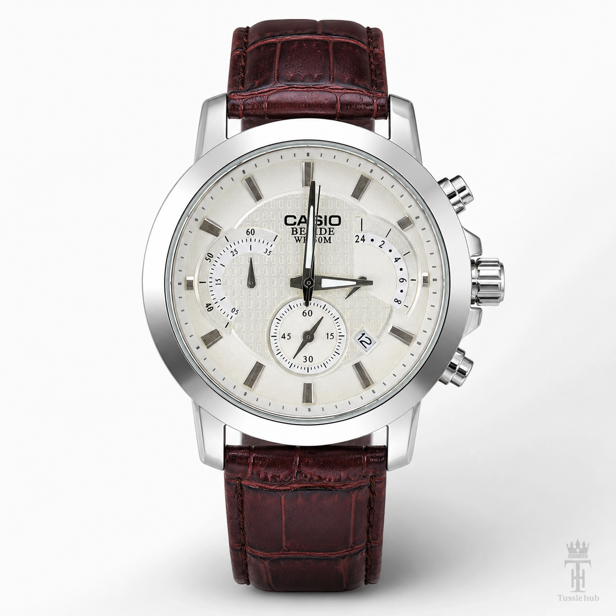 Brown Silver Beside Chronograph Watch