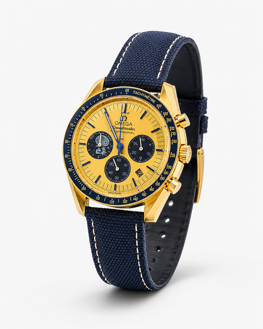 Omega 50th Anniversary Blue Gold Chronograph Watch