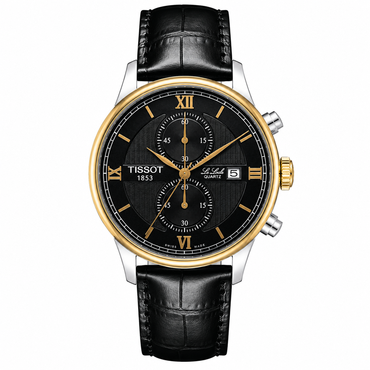 Le Lode Black Leather Chronograph Dial Tissot Watch