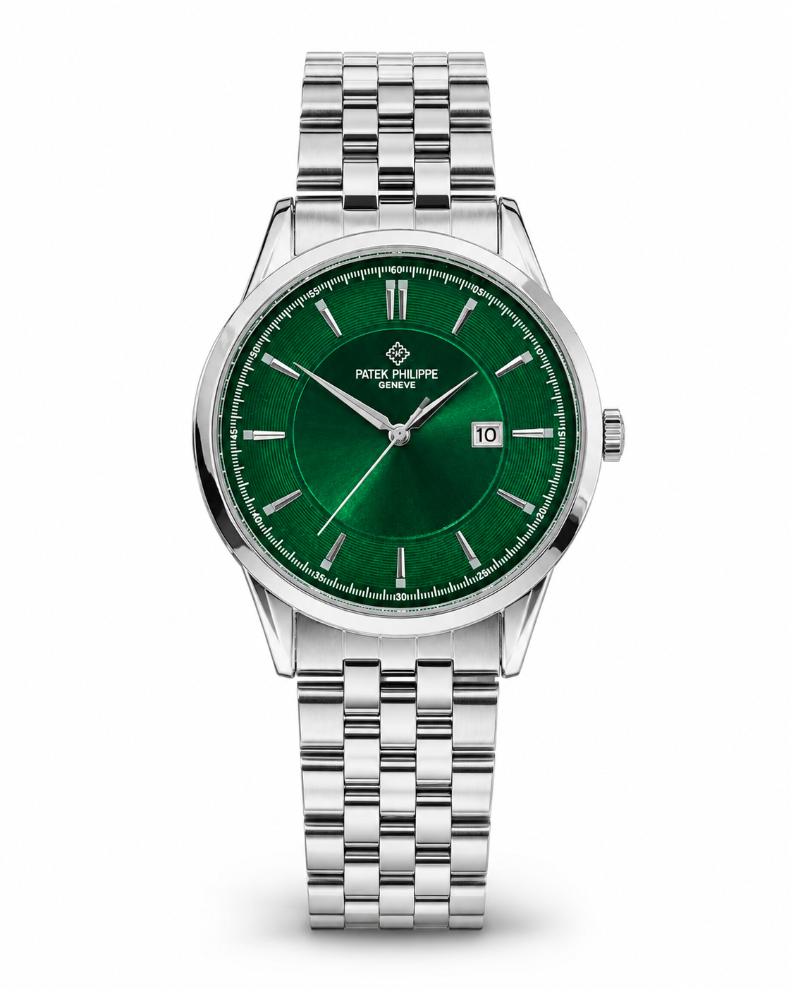 Silver Emerald Round Smooth PP Watch