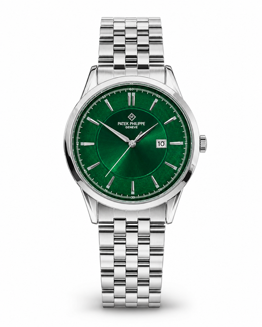 Silver Emerald Round Smooth PP Watch