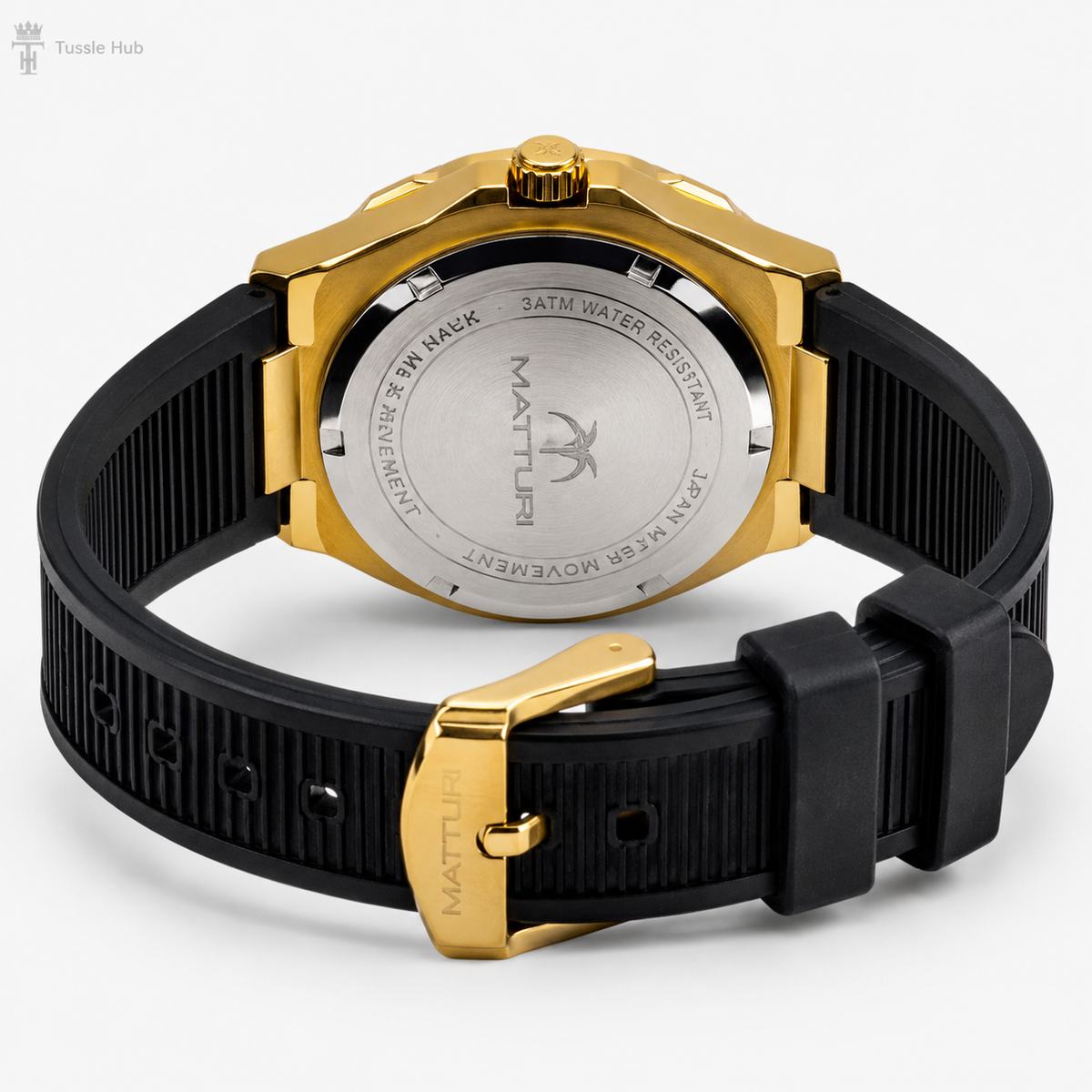 Matturi Black Gold Silicone Chronograph Watch