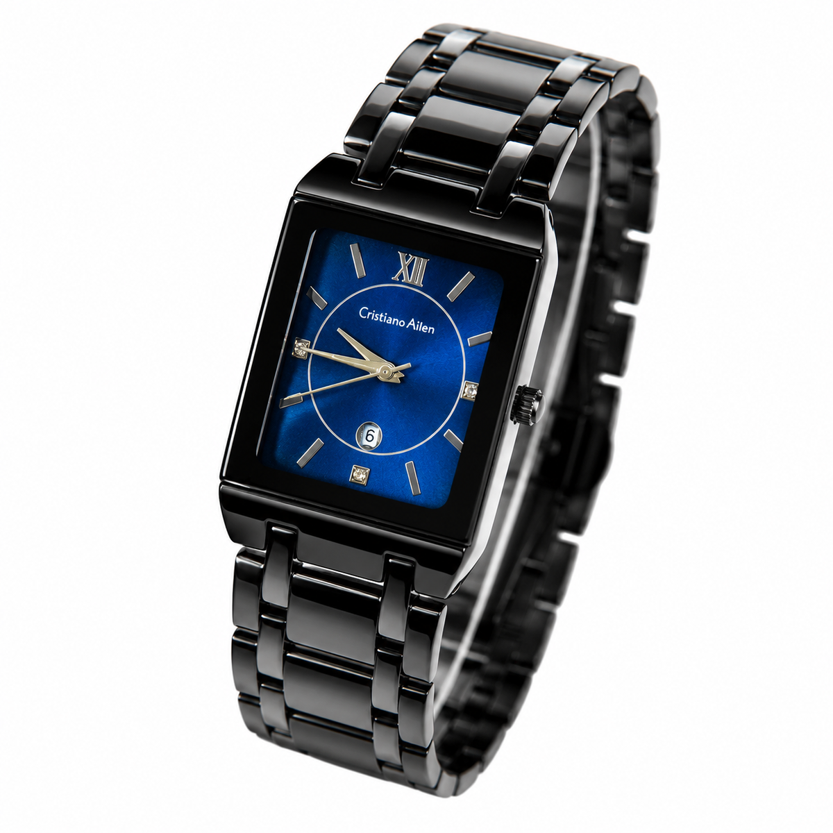 Cristiano Aillen Black Sapphire Square Watch