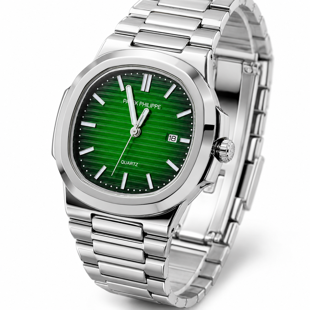 Silver Emerald Nautilus Premium Watch