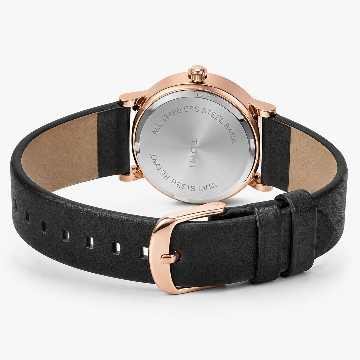 Tomi Black Rose Gold Elegance Dial Watch