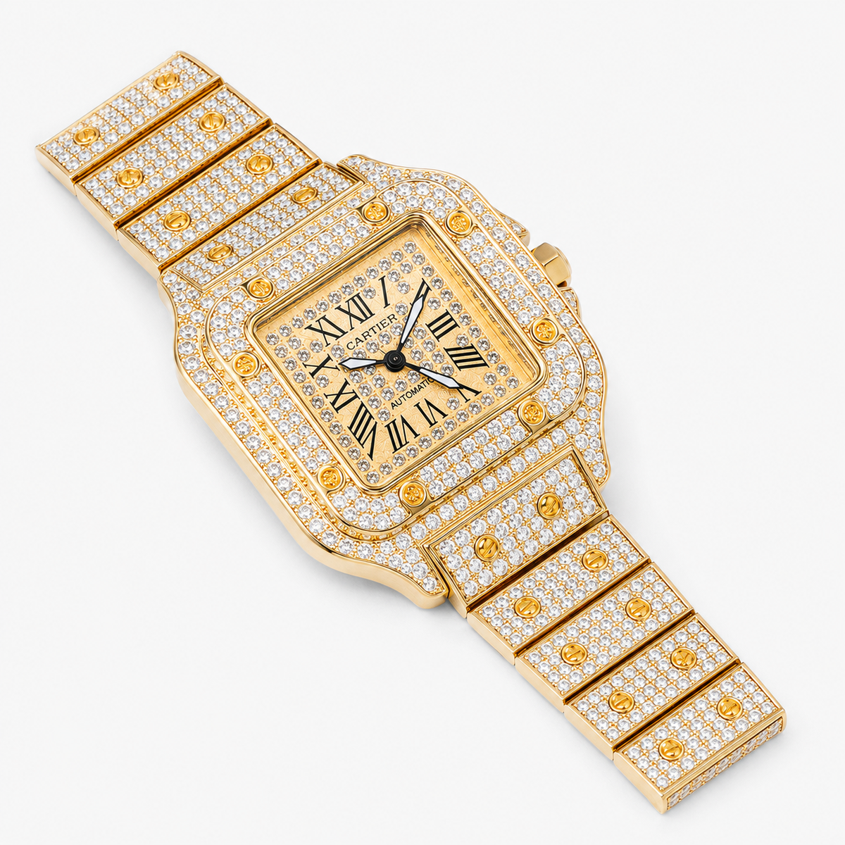 All Rose Gold Square Tank Iced Out Watch