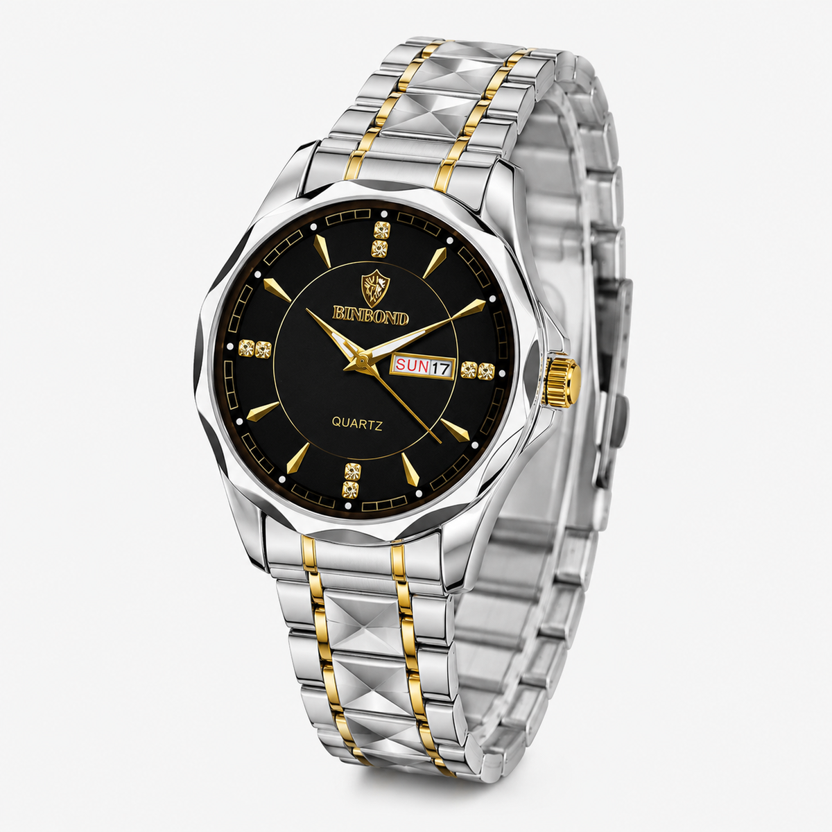 Two Tone Binbond Silver Prism Dial Watch