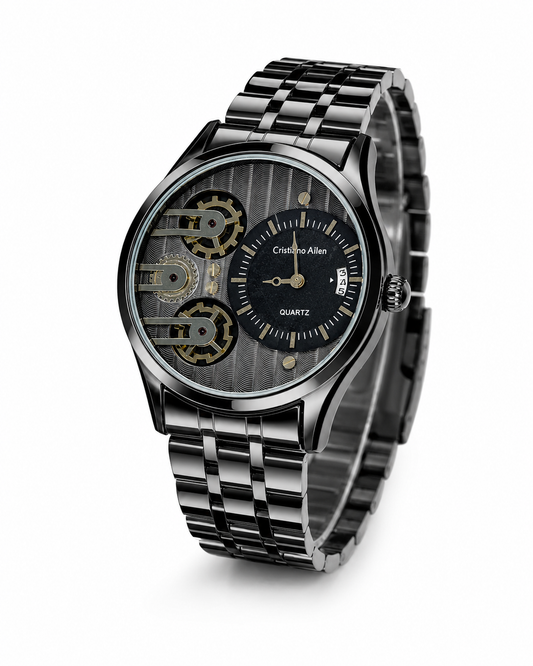 All Black Cristiano Aillen Dual Gear Watch