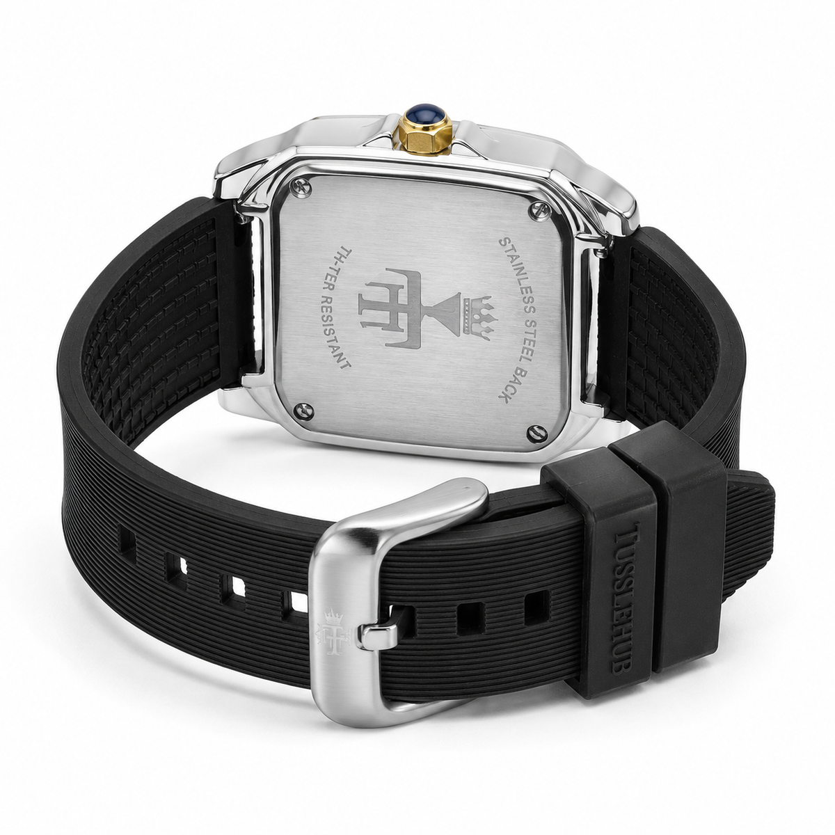 Two Tone White Iced Tank Silicon Cartier Watch