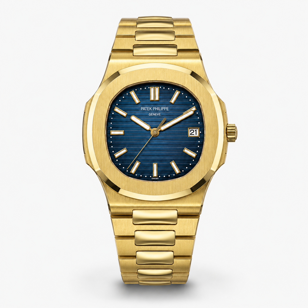 Gold Sapphire Blue Automatic Nautilus Super Clone Watch