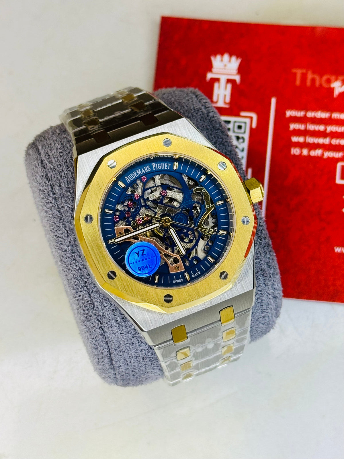 AP Two Tone Navy Automatic Skeleton Dial Super Clone Watch