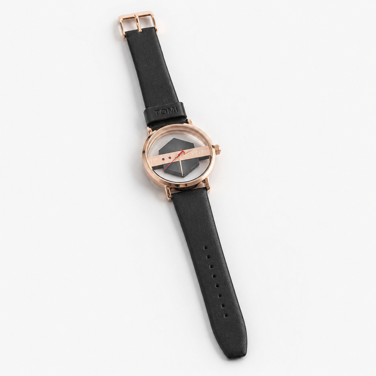 Tomi Black Gold Hexa Dial Watch
