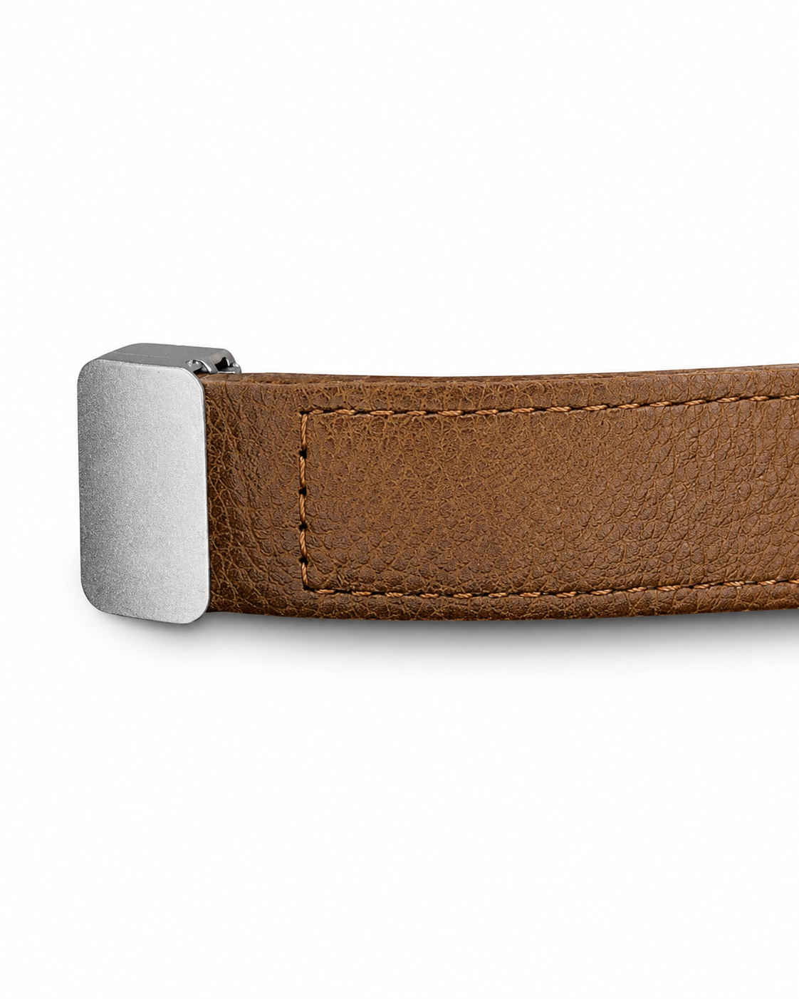 Tomi Brown Silver Leather Magnetic Strap Watch