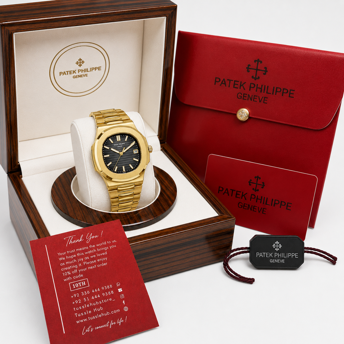 Gold Black Automatic Nautilus Super Clone Watch
