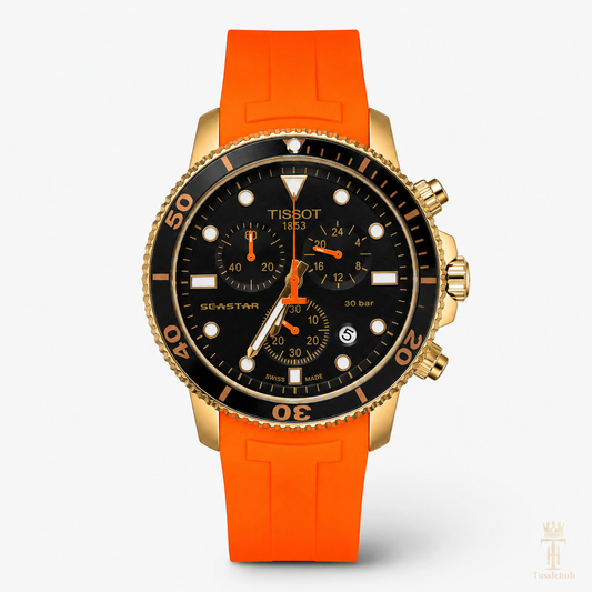 Orange Tissot Sea Star Chronograph Watch
