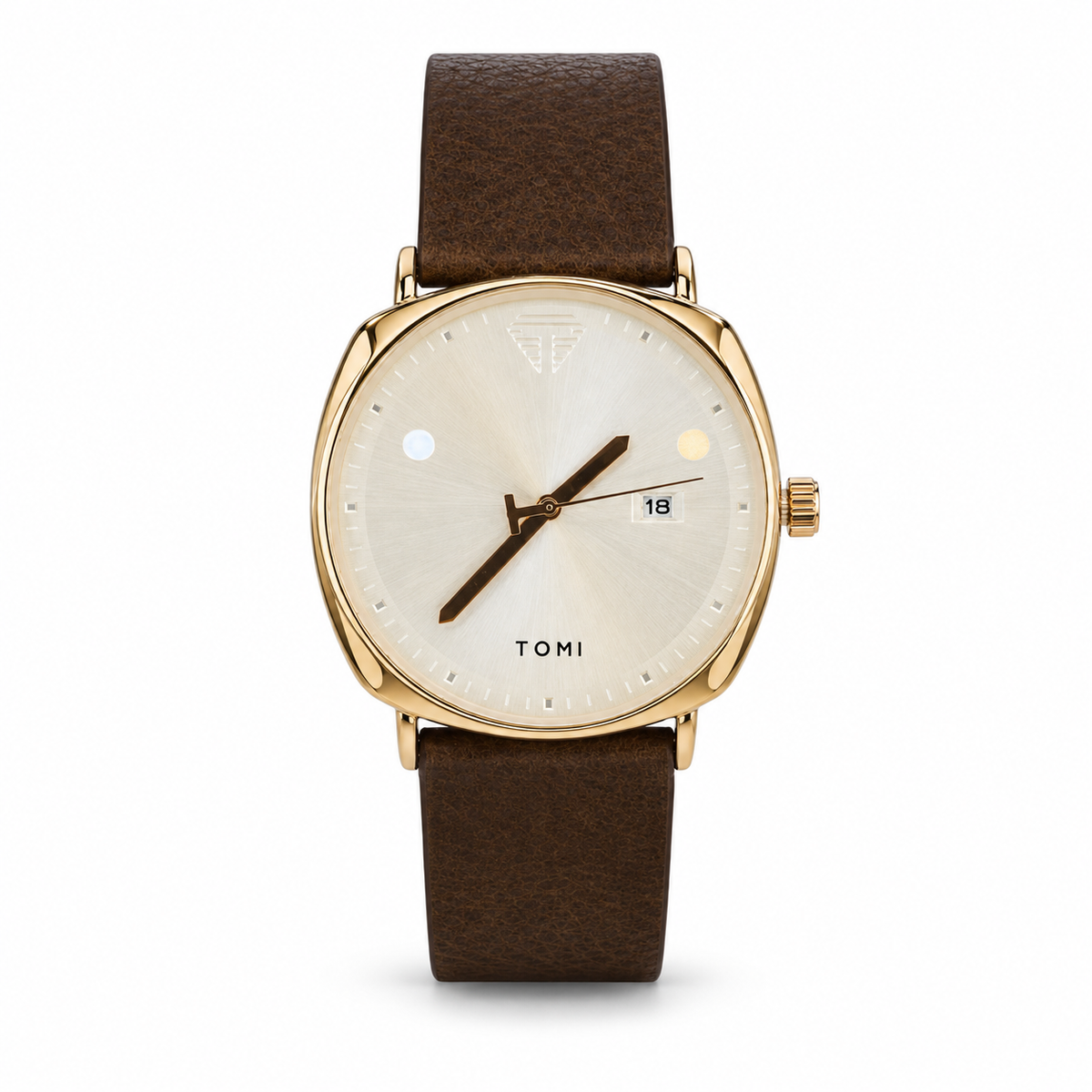 Tomi Brown White Sleek Dial Watch