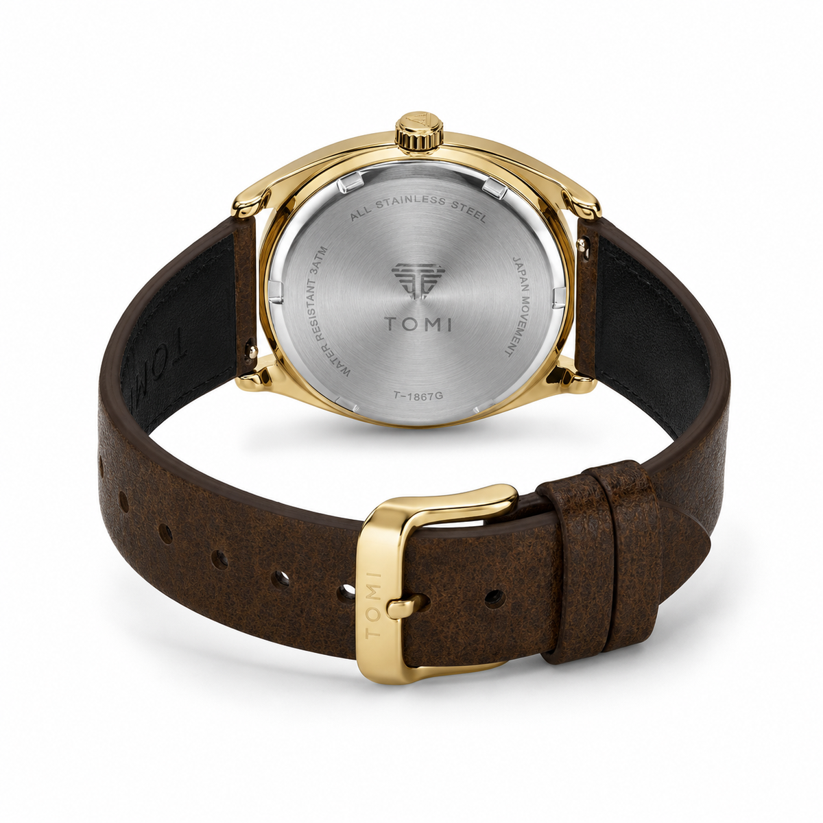 Tomi Brown White Sleek Dial Watch