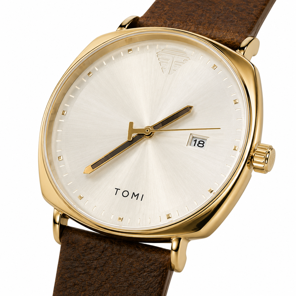 Tomi Brown White Sleek Dial Watch