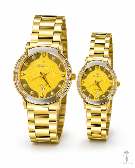 All Gold Sea Star Couple Watch