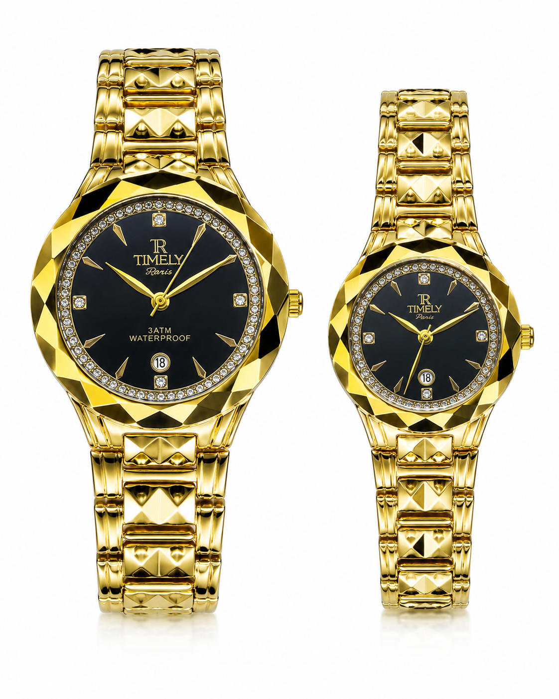 Timely Gold Black Couple Watch