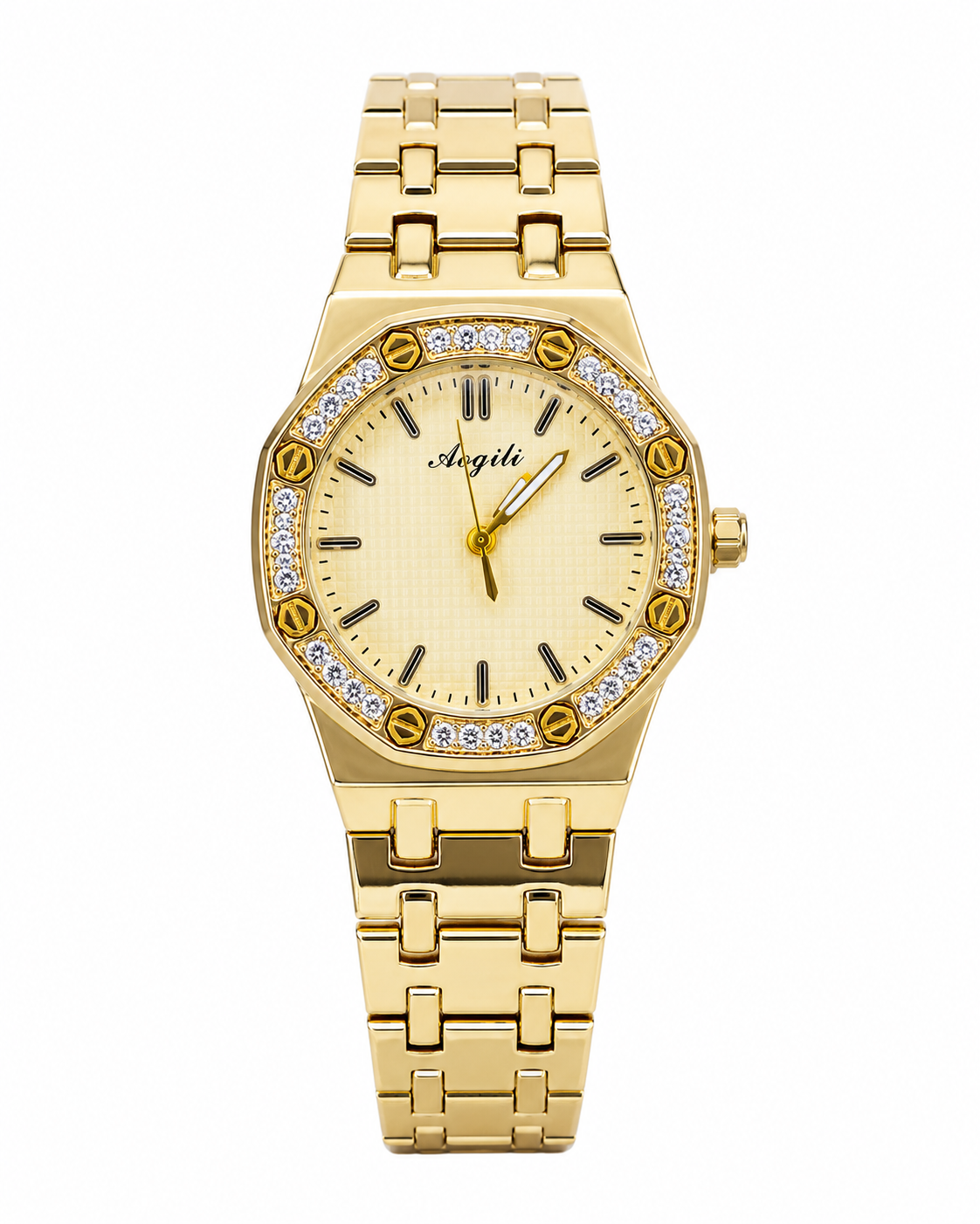 Gold AP Zircon Dial Watch For Her