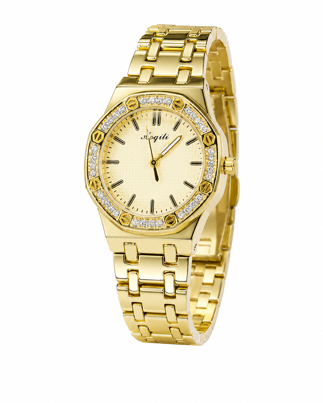 Gold AP Zircon Dial Watch For Her