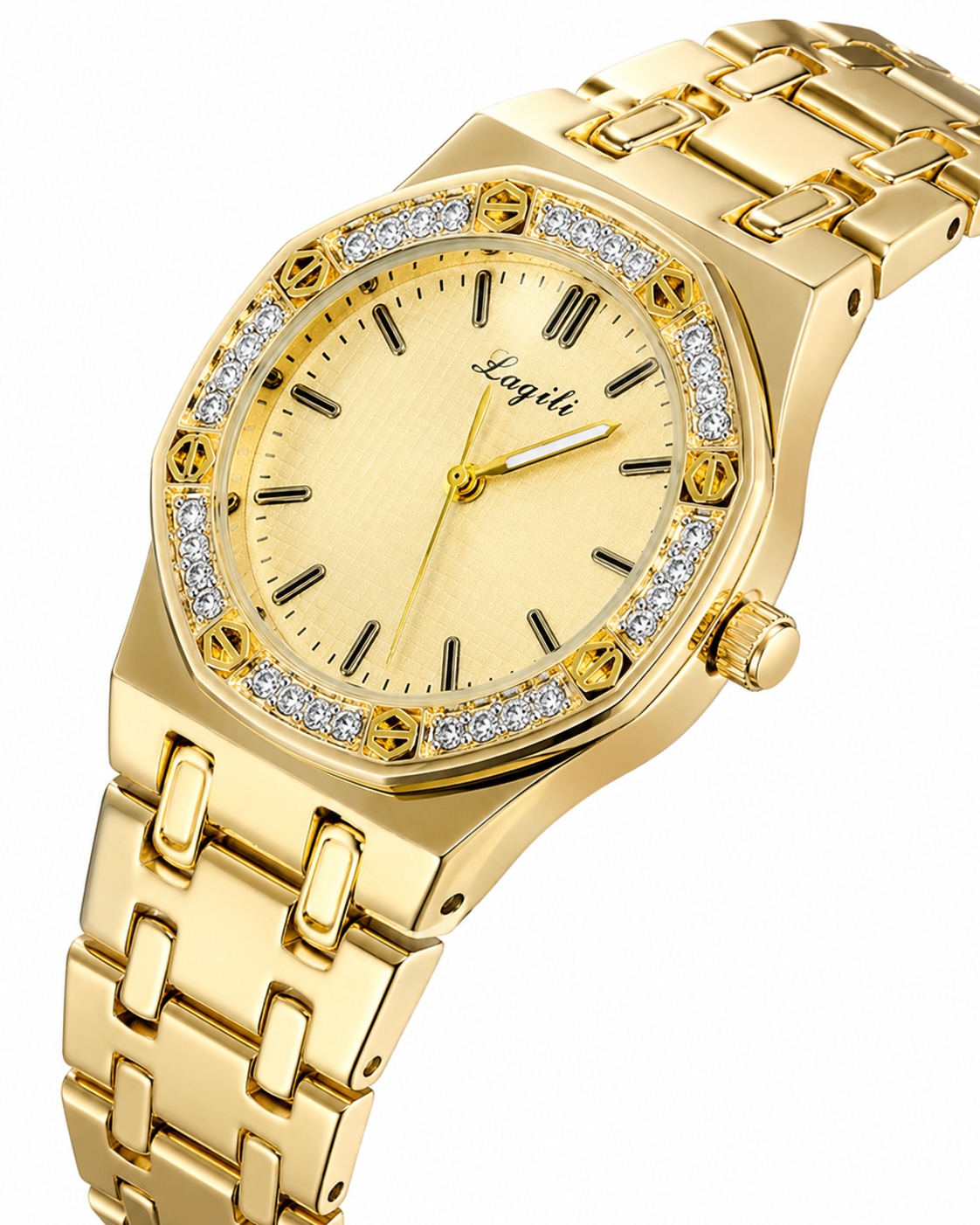 Gold AP Zircon Dial Watch For Her