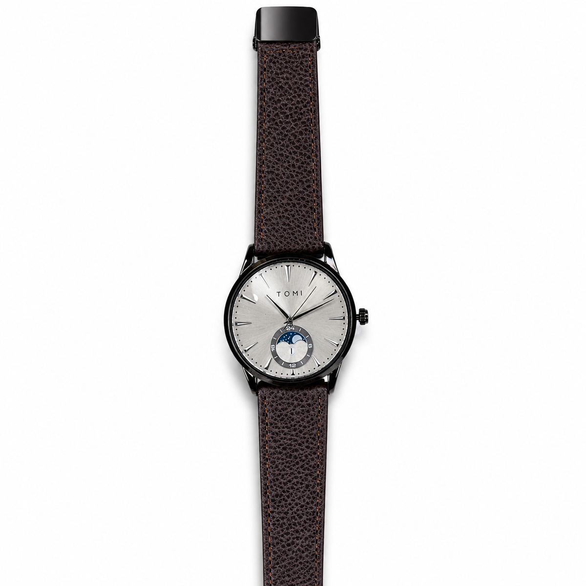 Tomi Coffee Grey Leather Magnetic Strap Watch