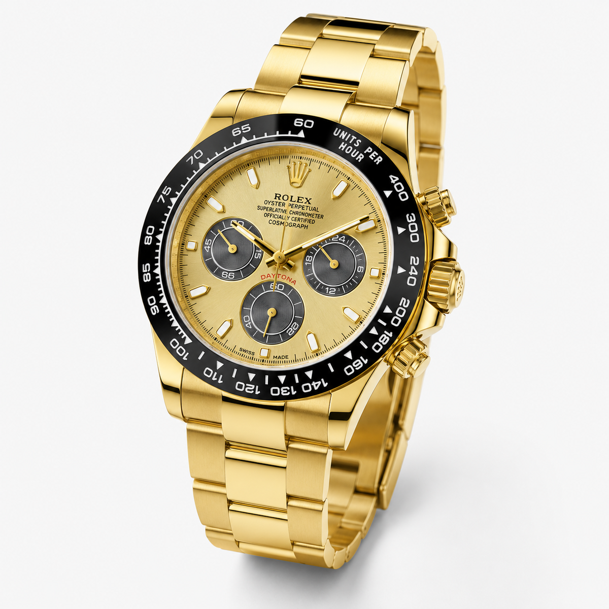 Gold Daytona Chronograph Master Clone Chain Strap Watch