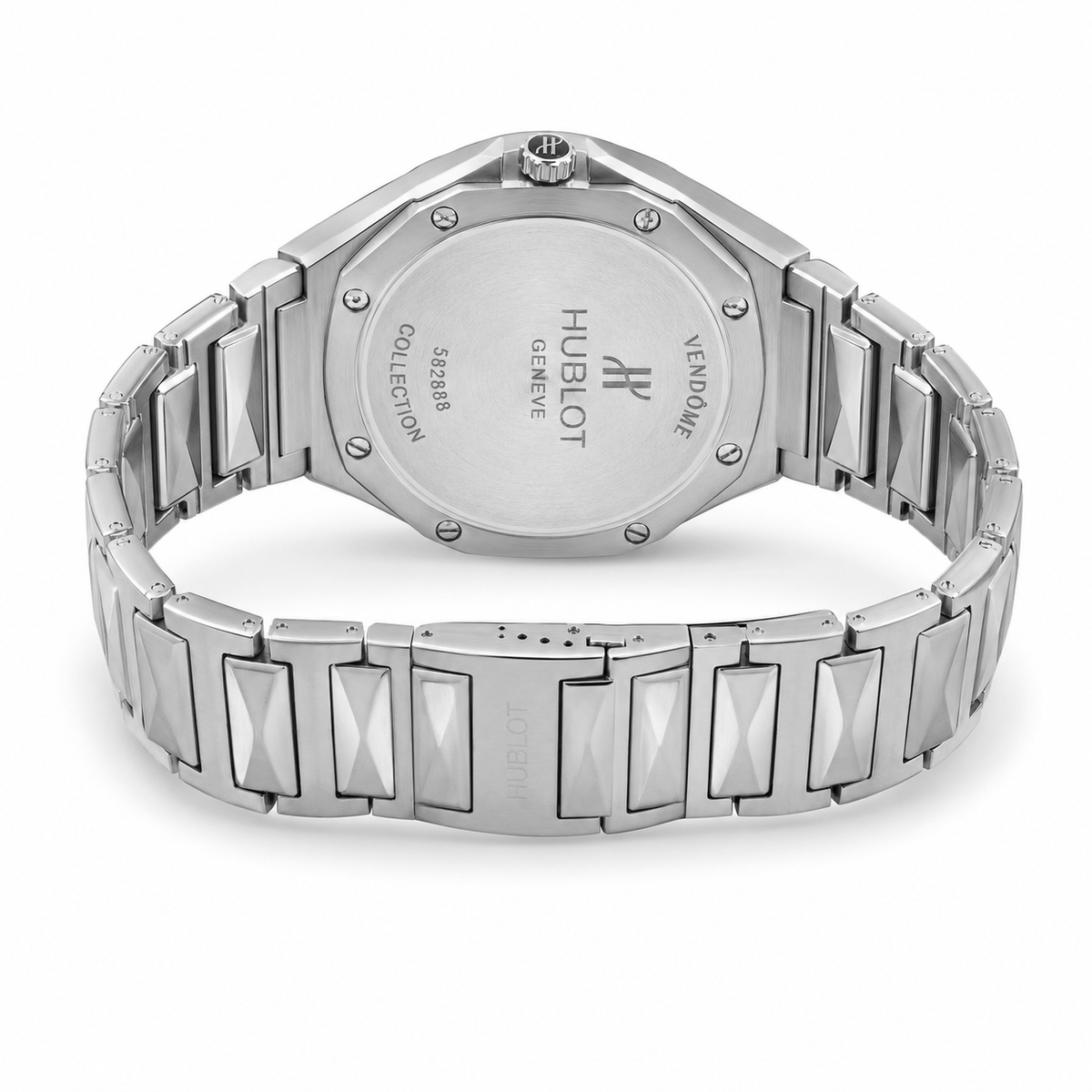 Silver Prism Chain Strapped Hologram Dial Hublot Watch
