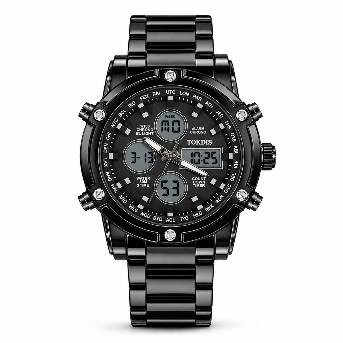 Black Metal Digital Analogue Tokdis Watch