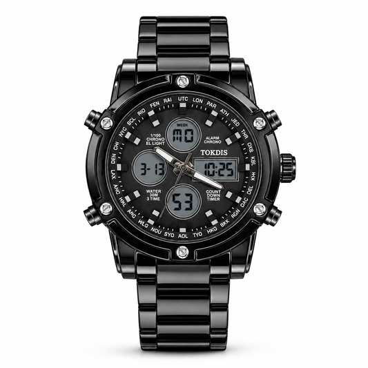 Black Metal Digital Analogue Tokdis Watch