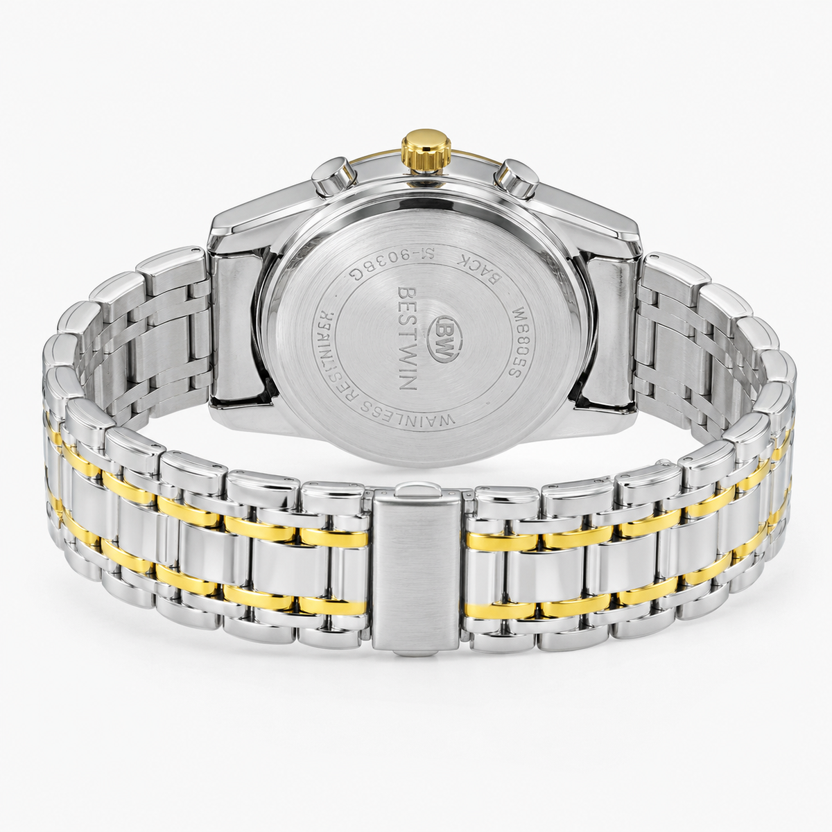 Bestwin Two Tone White Chronograph Watch