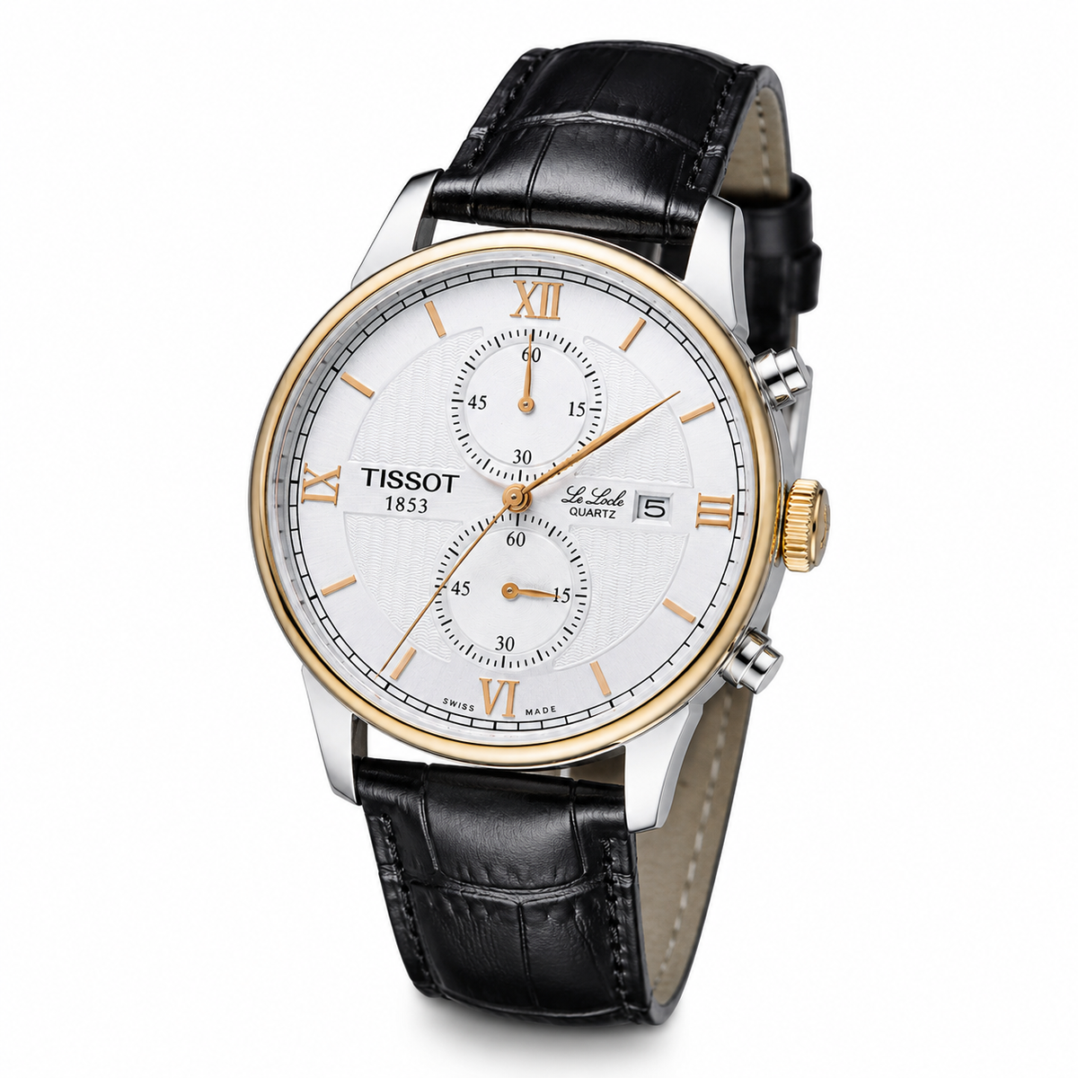 Le Lode Black Leather Chronograph Dial Tissot Watch