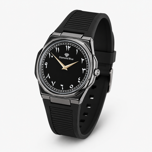 All Black Slim Arabic Magnet Strap Watch