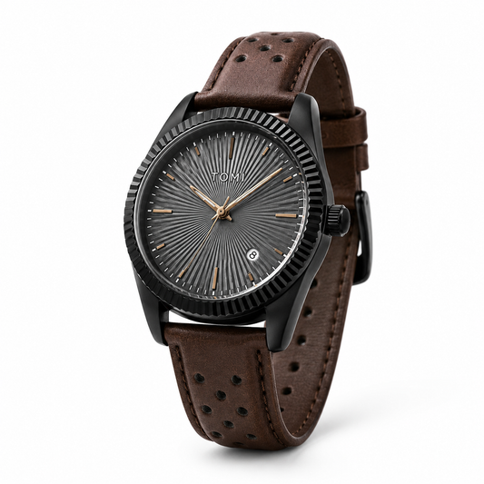 Tomi Brown Black Jaguar Dial Watch