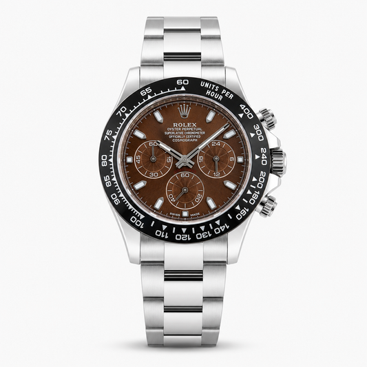 Silver Chocolate Daytona Chronograph Chain Strap Master Clone Watch