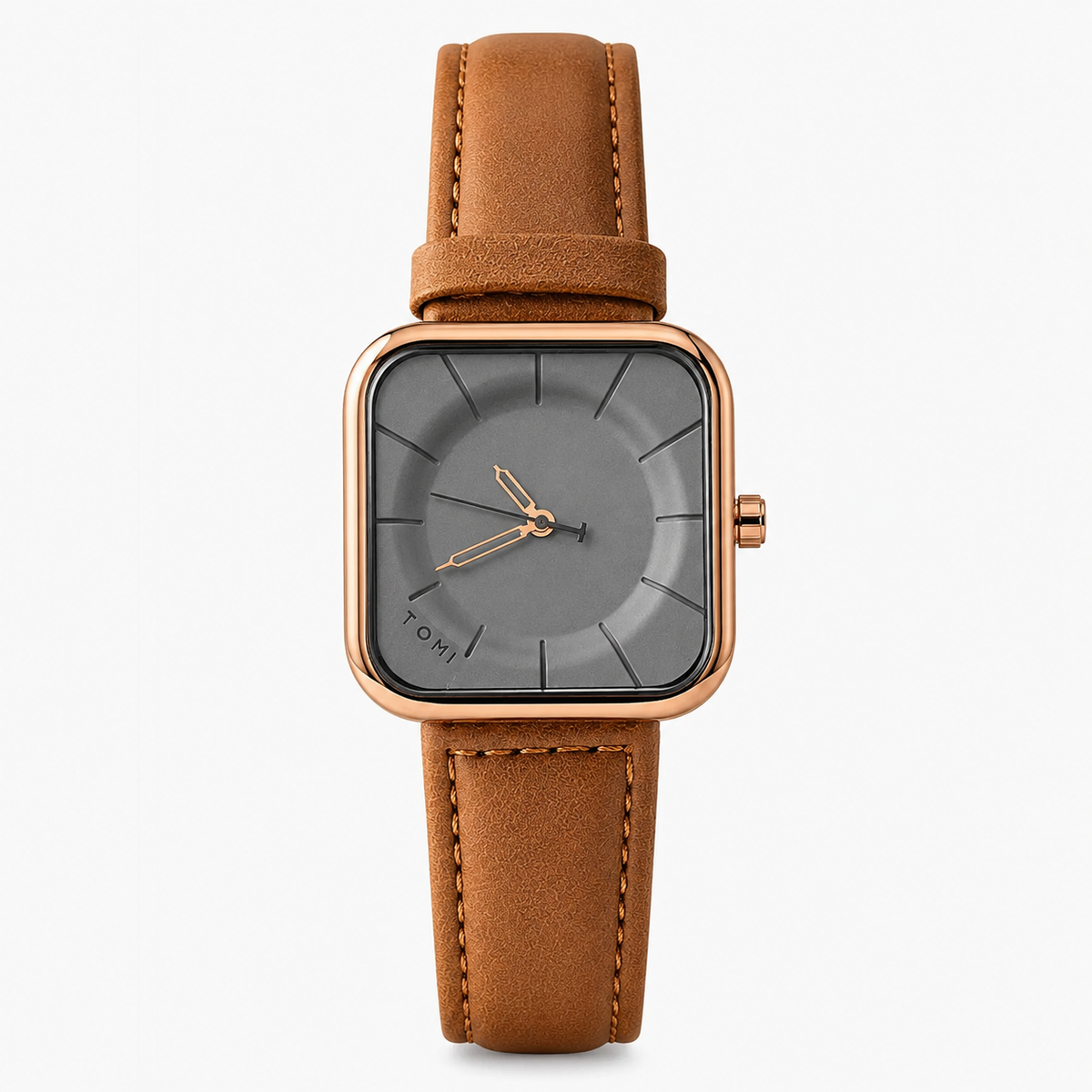 Tomi Brown Gold Square Dial Watch