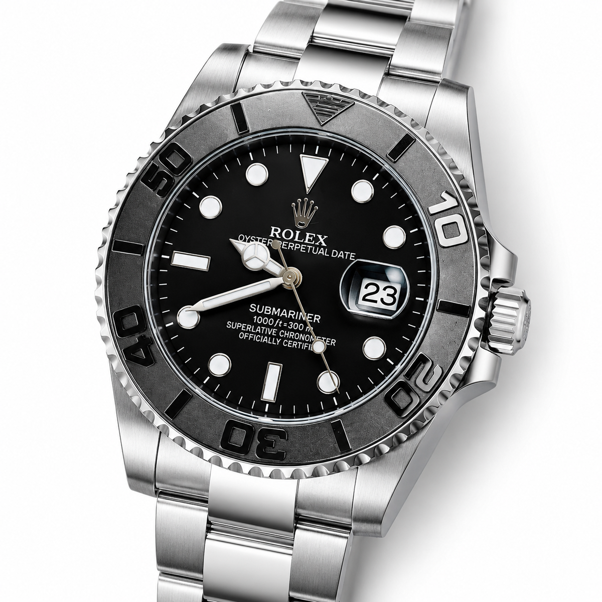 Silver Black Chain Yatchmaster Watch