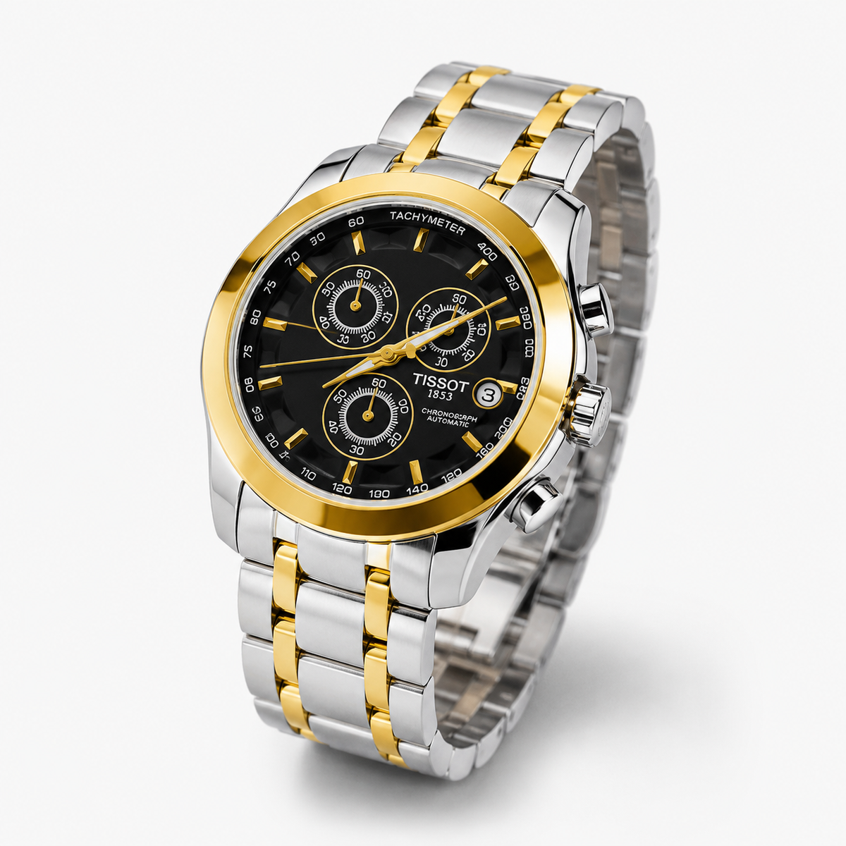Two Tone Black 1853 Chain Strap Chronograph Watch