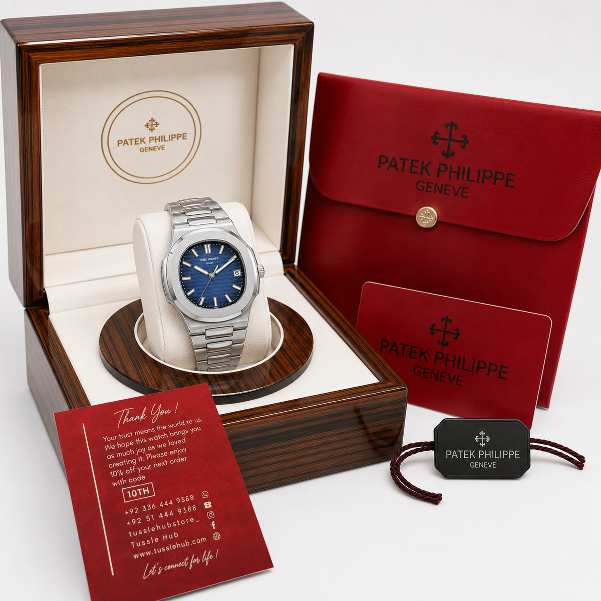 Silver Sapphire Automatic Nautilus Super Clone Watch