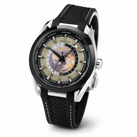 Black Silver Aqua Terra Omega Watch