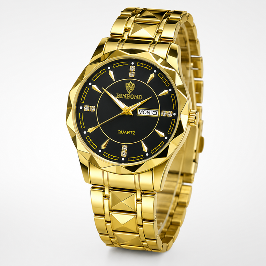 Gold Black Binbond Prism Dial Watch