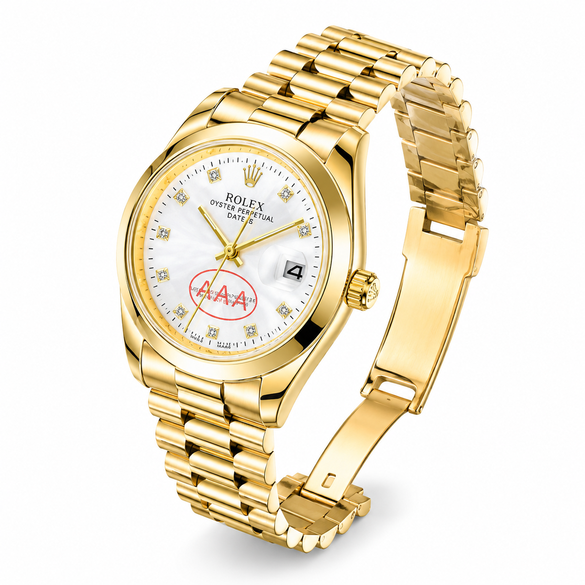 Gold White Plain Bezel Date Just Watch
