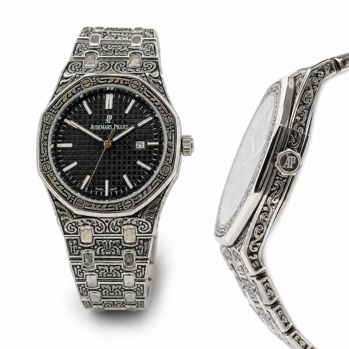 Calligraphic Silver Black AP Watch