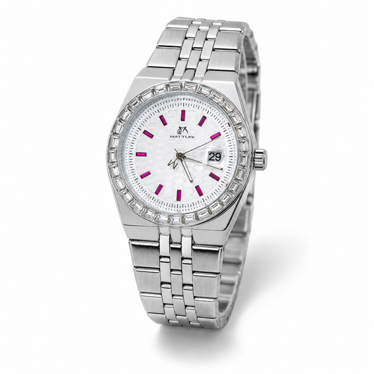 Silver White Luxus Watch