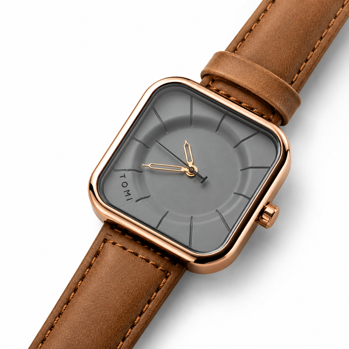 Tomi Brown Gold Square Dial Watch